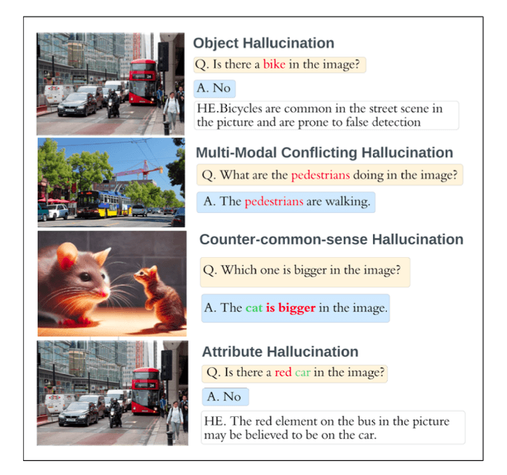 Types of hallucinations in image language models
